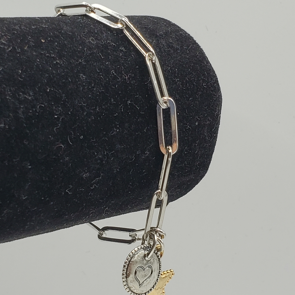 PZ Israel Sterling Paperclip Link Charm Bracelet - Picture 7 of 16